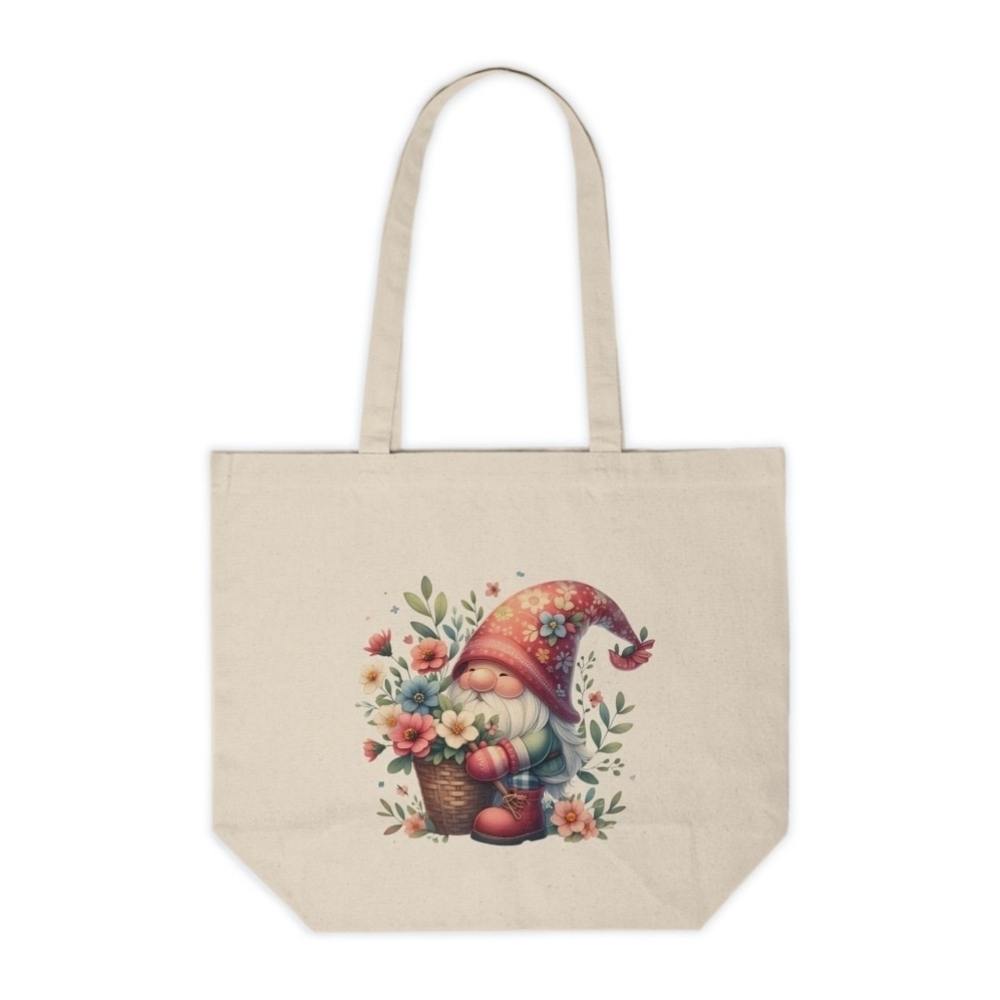 Spring Garden Gnome Custom Canvas Tote Bag